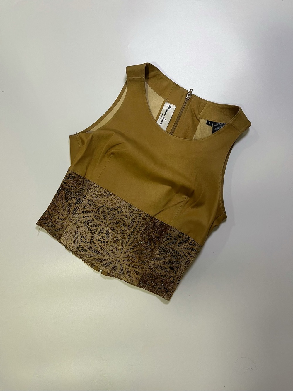 y2k genuine leather cutout top